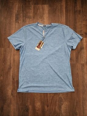 Tallwoods Men's Heather Blue Short Sleeve Henley Shirt